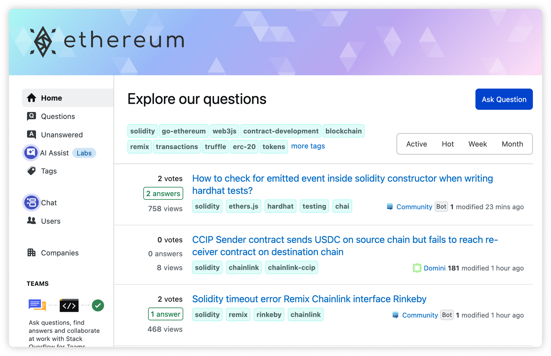 Ethereum Stack Exchange screenshot